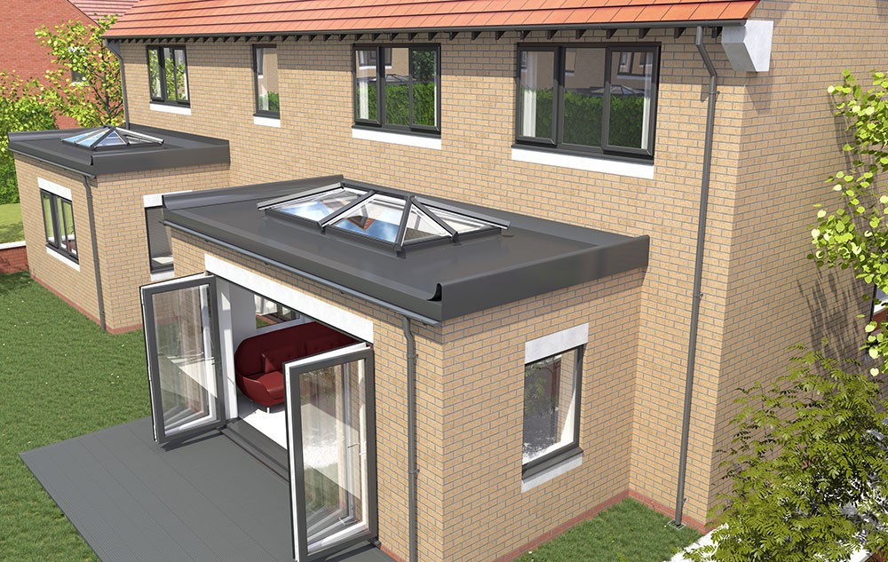 Rear extension with roof lantern — design visualisation