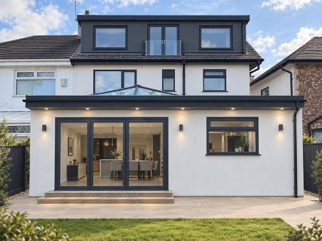 Design visualisation of the proposed rear extension and flat-roof dormer