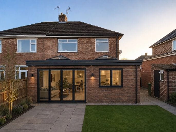 Design visualisation of the proposed rear and side extension from the garden