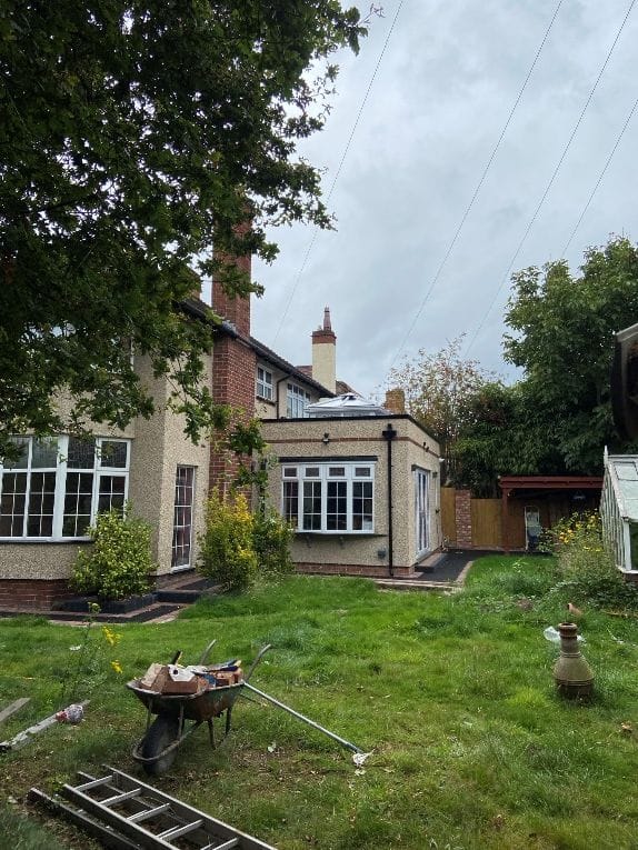 The completed single-storey rear extension